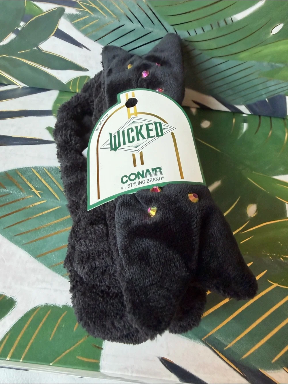 Scünci Wicked Elphaba Spa Headbands Green Black Bow Set of 2 NWT